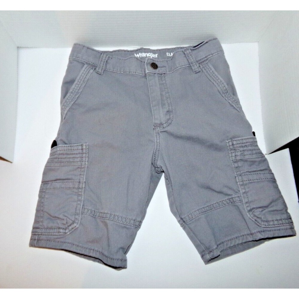 Wrangler Boy's Gray Gamer Cargo Shorts, Size 7 Snap Button Adjustable Waist
